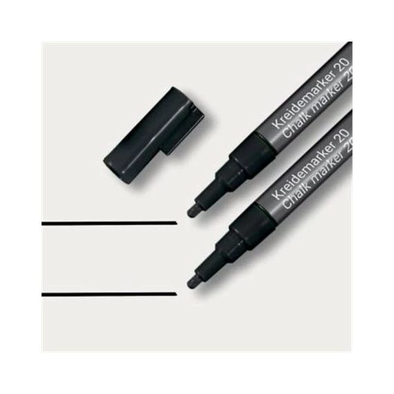 Folyékony krétamarker, kúpos hegy, 1-2mm SIGEL, fekete, 2db/cs