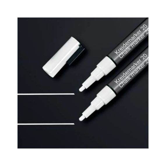 Folyékony krétamarker, kúpos hegy, 1-2mm SIGEL, fehér, 2db/cs