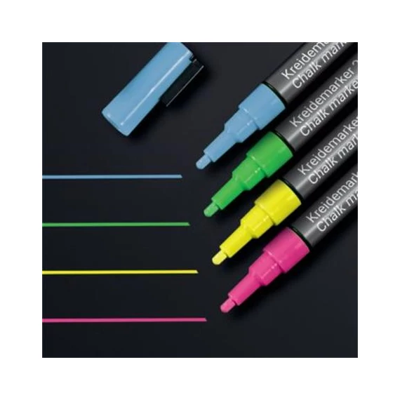 Folyékony krétamarker készlet, kúpos hegy, 1-2 mm SIGEL, 4 különböző szín