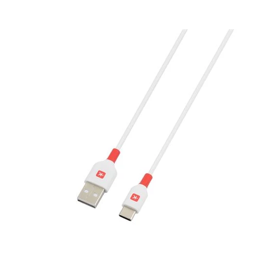 Töltőkábel, USB-A/USB-C,  2m, SKROSS, fehér