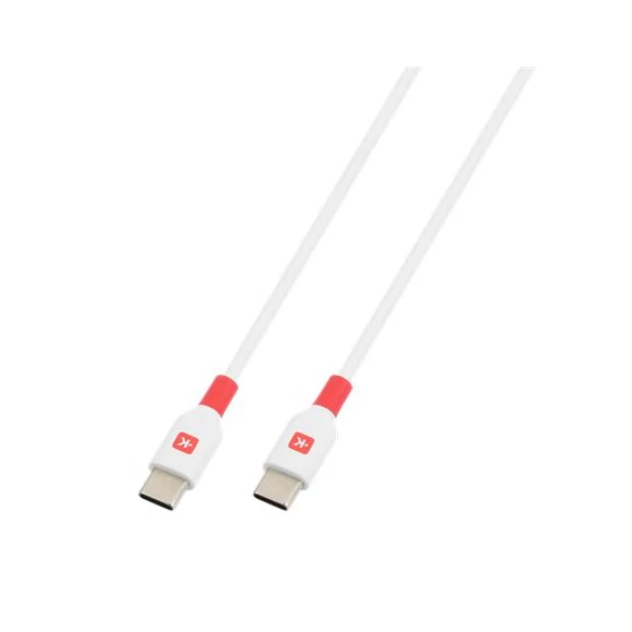 Töltőkábel, USB-C/USB-C, 2m, SKROSS, fehér