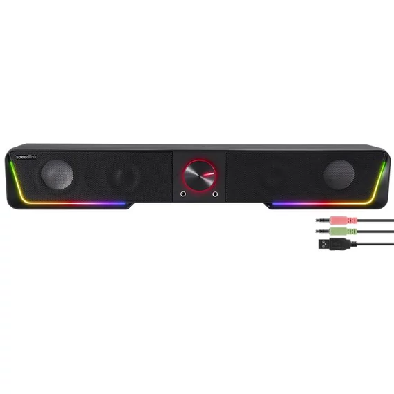 Hangszóró, 12W, 2x3.5 mm jack + USB-A, SPEEDLINK 