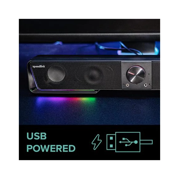 Hangszóró, 12W, 2x3.5 mm jack + USB-A, SPEEDLINK 