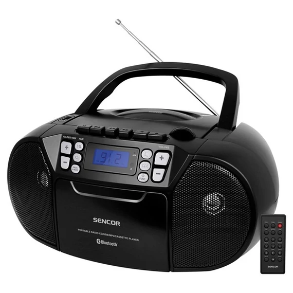 Sencor SPT 3907 B kazettás feketes CD-s rádió