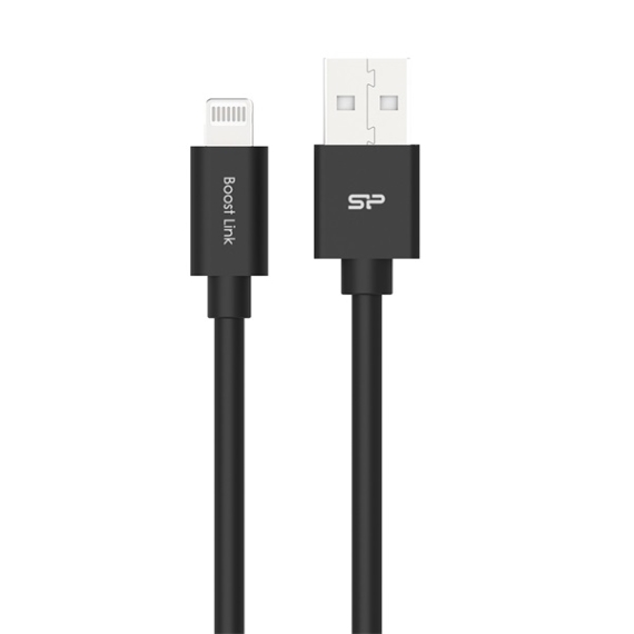 Silicon Power Kábel - USB to Lightning (Fekete, 1m, 480MB/s, Apple MFi Certified)