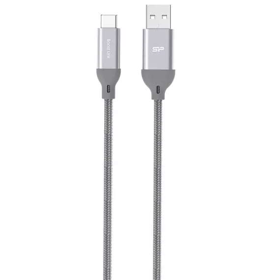 Silicon Power Kábel - USB to USB Type-C (Szürke, 1m, QC 3.0/QC 2.0, 5Gb/s, harisnyázott)