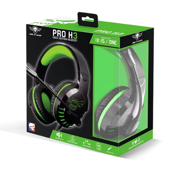 Spirit of Gamer PRO-H3 Xbox One/Series X/S zöld gamer headset