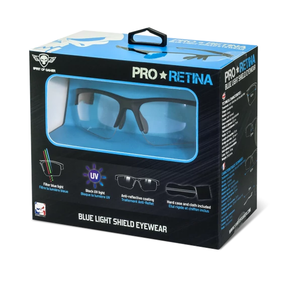 Spirit of Gamer Retina Pro fekete kékfény/UV szűrő szemüveg