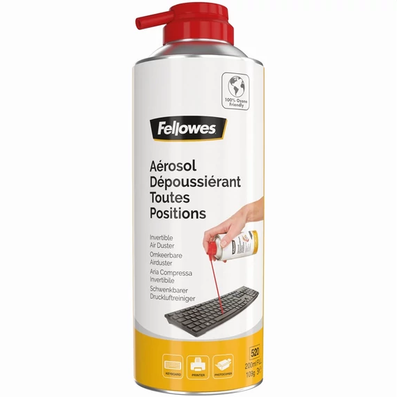 Sűrített levegős porpisztoly, forgatható, HFC mentes, gyúlékony, 520 ml/200 ml, FELLOWES
