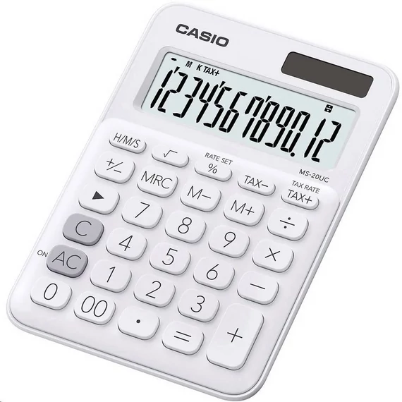 Számológép asztali 12 digit nagy, döntött kijelző Casio MS 20 UC fehér