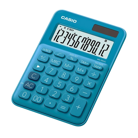 Számológép, asztali, 12 számjegy, CASIO, "MS 20 UC", kék