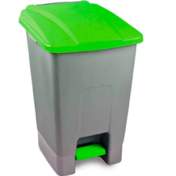 Szemetes kuka pedálos, műanyag, 100 literes, szelektív, zöld tetővel, UP103Z
