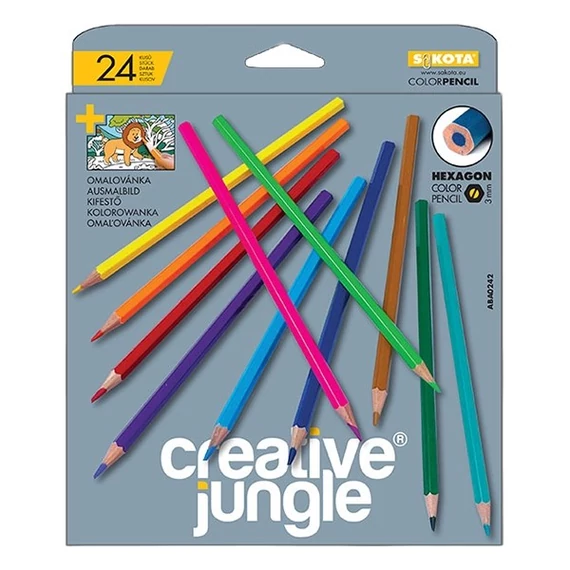 Színes ceruza CREATIVE JUNGLE grey háromszögletű 24db/készlet
