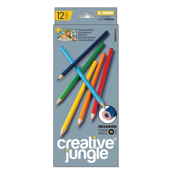 Színes ceruza CREATIVE JUNGLE grey hatszögletű 12db/készlet