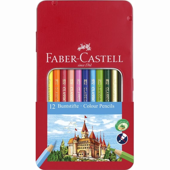 Színes ceruza FABER-CASTELL hatszögletű fémdobozos 12db/készlet