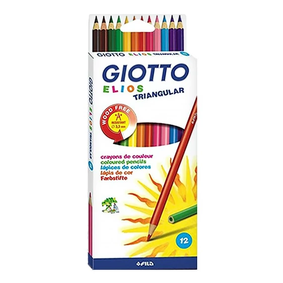 Színes ceruza GIOTTO Elios Wood Free háromszögletű 12db/készlet