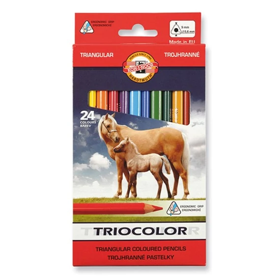 Színes ceruza KOH-I-NOOR 3144 Tricolor háromszögletű vastag lovak 24db/készlet