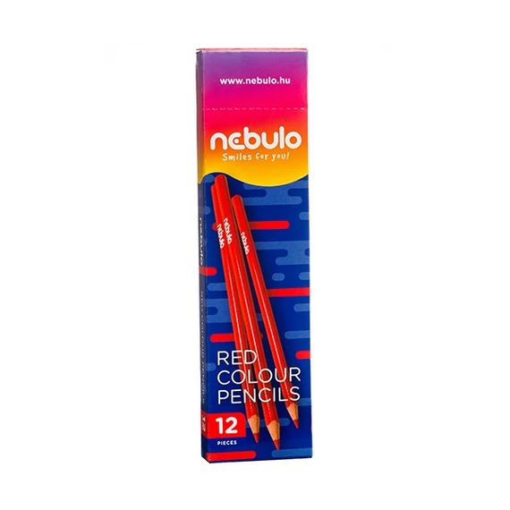 Színes ceruza, háromszögletű, NEBULO, piros, 12db/cs