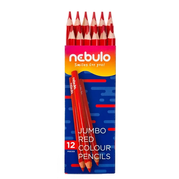 Színes ceruza, háromszögletű, jumbo, NEBULO, piros