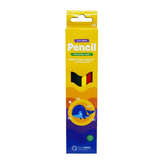 Színes ceruza készlet, hatszögletű Bluering® 6 klf. szín
