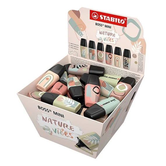 Szövegkiemelő display, 1-4 mm, STABILO "Boss Mini Nature vibes", 50 darabos