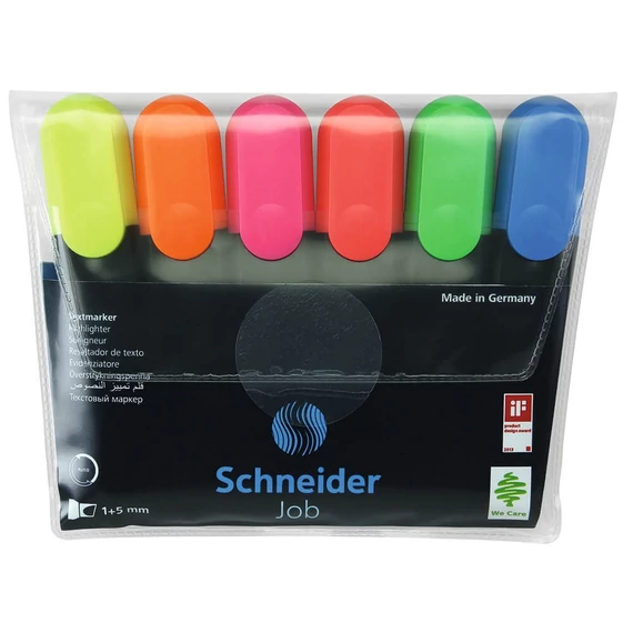 Szövegkiemelő készlet, 1-5 mm, SCHNEIDER "Job 150", 6 különböző szín