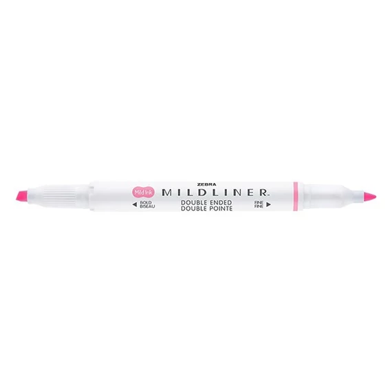 Szövegkiemelő, 1,0/3,5 mm, kétvégű, ZEBRA "Mildliner Fluorescent", rózsaszín