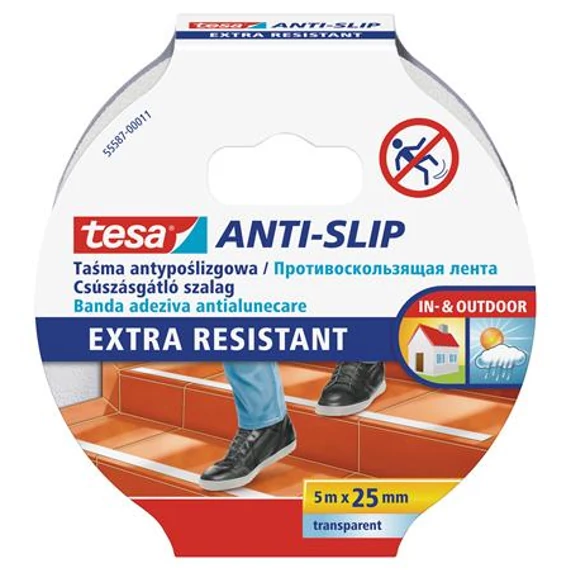 Csúszásgátló szalag, 25 mm x 5 m, TESA "Anti-slip", átlátszó