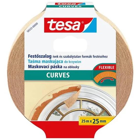 Festő- és mázolószalag, ívekhez, 25 mm x 25 m, TESA 