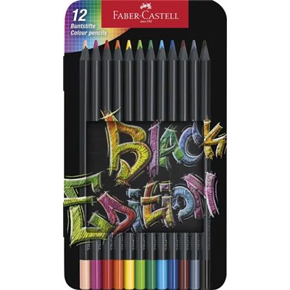 Színes ceruza készlet, háromszögletű, fémdobozban, FABER-CASTELL 