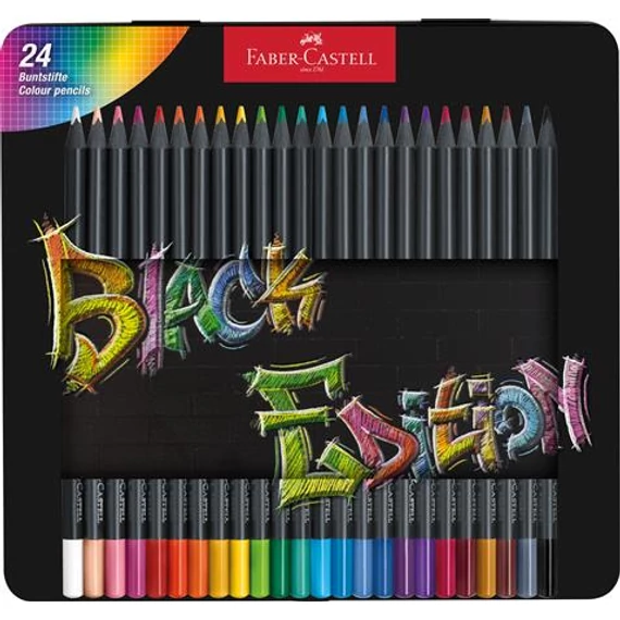 Színes ceruza készlet, háromszögletű, fémdobozban, FABER-CASTELL 