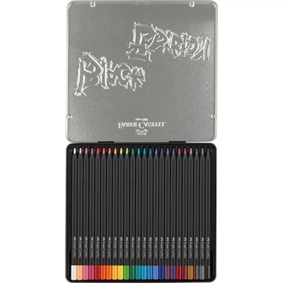 Színes ceruza készlet, háromszögletű, fémdobozban, FABER-CASTELL 