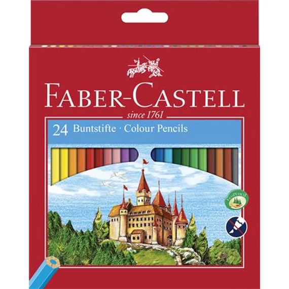 Színes ceruza készlet, hatszögletű, FABER-CASTELL "Classic", 24 különböző szín