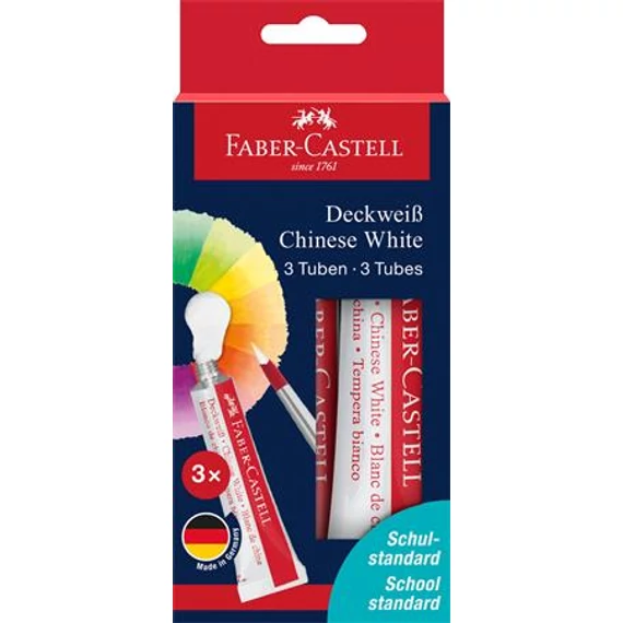 Tempera készlet, tubusos, 3x7,5 ml, FABER-CASTELL, fehér