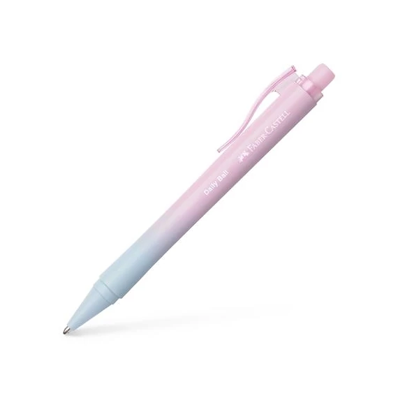 Golyóstoll, 1 mm, XB, nyomógombos, rózsa-égkék tolltest, FABER-CASTELL 