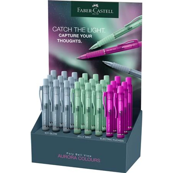Golyóstoll display, 1 mm, XB, nyomógombos, FABER-CASTELL 