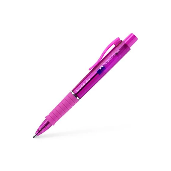 Golyóstoll, 1 mm, XB, nyomógombos, fukszia testszín, FABER-CASTELL 