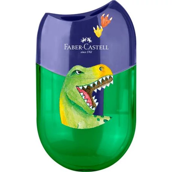 Hegyező display, kétlyukú, tartályos,  FABER-CASTELL, dinoszaurusz