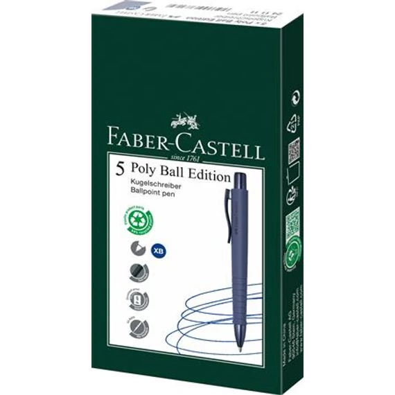 Golyóstoll, 0,7 mm, nyomógombos tolltest, kék alkonyat tolltest, FABER-CASTELL 
