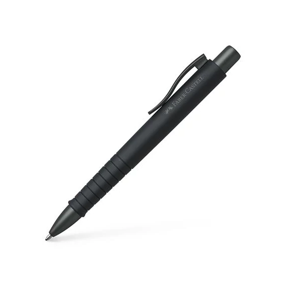 Golyóstoll, 0,7 mm, nyomógombos tolltest, fekete tolltest, FABER-CASTELL "Poly Ball Urban", kék