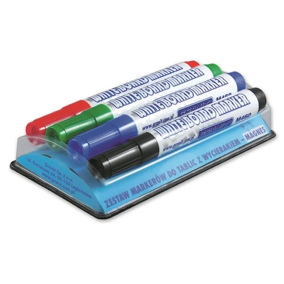 Táblamarker készlet, 2-3 mm, kúpos, mágneses tolltartóval, GRANIT 