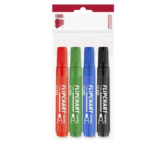 Flipchart marker készlet, 1-3 mm, kúpos, ICO 