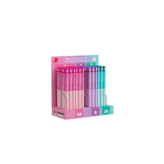Grafitceruza display ICO Süni háromszög HB,B,2B light pasztell 184 darabos