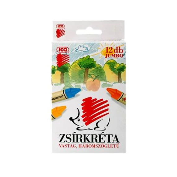 Zsírkréta ICO Süni Jumbo háromszögletű hegyezett 12 színű
