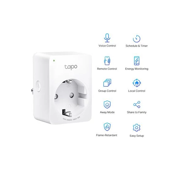 TP-Link Okos Dugalj - Tapo P110 2 -pack (230V-10A; 2,4GHz WiFi; Távoli hozzáférés; Ütemezés; Távoli mód; Energia figyel)