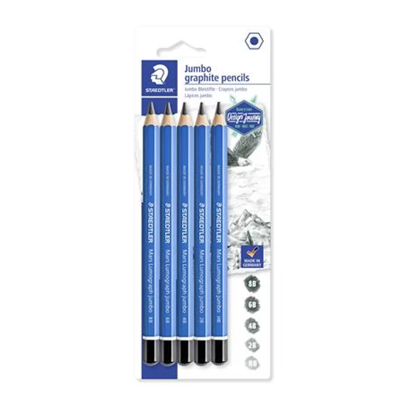 Grafitceruza készlet, jumbo, hatszögletű, STAEDTLER " Mars Lumograph Jumbo 100J", 5 különböző keménység, 5db/bliszt