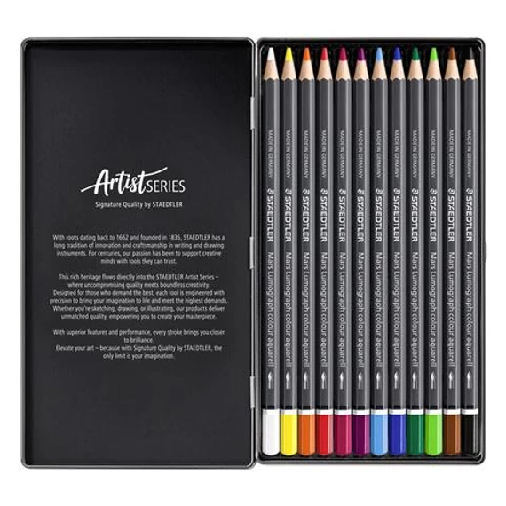 Akvarell színes ceruza készlet, hatszögletű, fémdobozos, STAEDTLER 