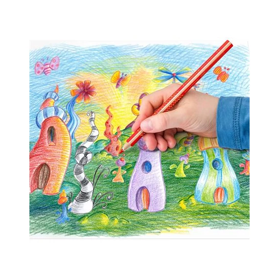 Színes ceruza készlet, háromszögletű, vastag, hegyezővel, STAEDTLER 