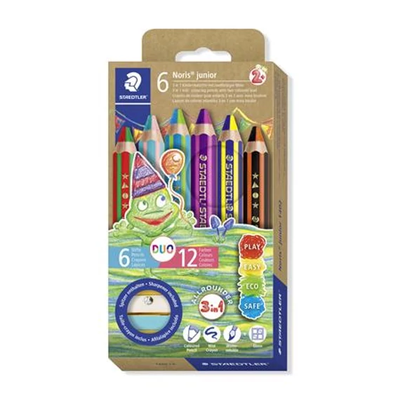 Színes ceruza készlet, duo színű, hegyezővel, STAEDTLER 