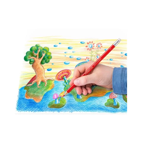 Színes ceruza készlet radírral, hatszögletű, STAEDTLER 